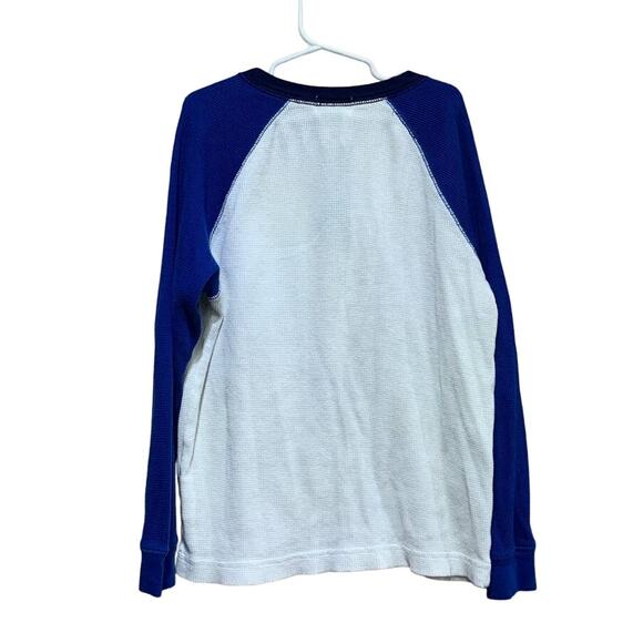 Hand Printed Upcycled Child Medium Red Cardinal Bird Long Sleeve Henley Top - Picture 3 of 3